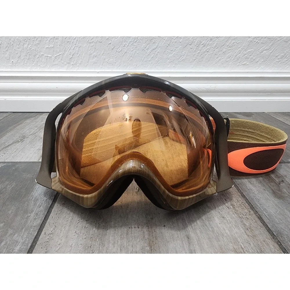 Oakley Goggles Crowbarbrown Wet dry Neon rhone w24k iridium Ski Snow Brown Strap